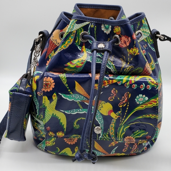 Beautiful Patricia Nash Sabina Leather Drawstring Bag & Matching Pouch Coin Bag